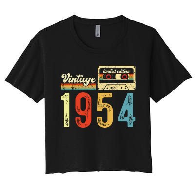 Vintage Cassette Made In 1954 Birthday Women's Crop Top Tee