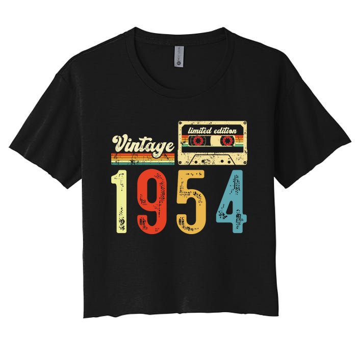 Vintage Cassette Made In 1954 Birthday Women's Crop Top Tee