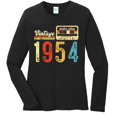 Vintage Cassette Made In 1954 Birthday Ladies Long Sleeve Shirt