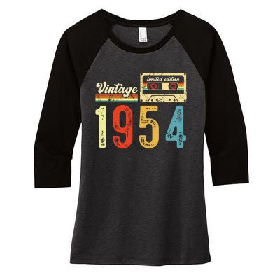 Vintage Cassette Made In 1954 Birthday Women's Tri-Blend 3/4-Sleeve Raglan Shirt