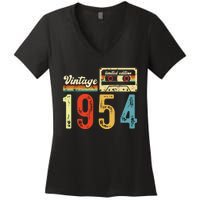 Vintage Cassette Made In 1954 Birthday Women's V-Neck T-Shirt