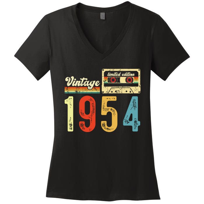 Vintage Cassette Made In 1954 Birthday Women's V-Neck T-Shirt