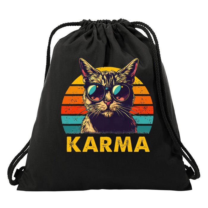 Vintage Cat Music Karma Drawstring Bag