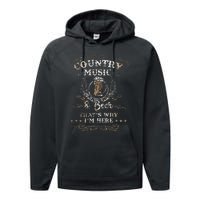 Vintage Country Music And Beer ThatS Why IM Here Legends Performance Fleece Hoodie