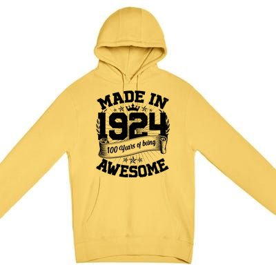 Vintage Crown Made In 1924 100 Years Of Being Awesome Premium Pullover Hoodie