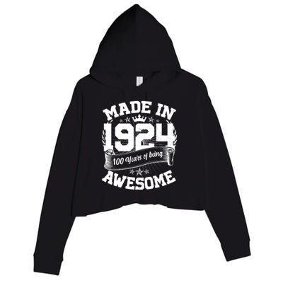 Vintage Crown Made In 1924 100 Years Of Being Awesome Crop Fleece Hoodie