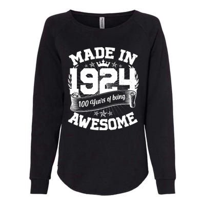 Vintage Crown Made In 1924 100 Years Of Being Awesome Womens California Wash Sweatshirt