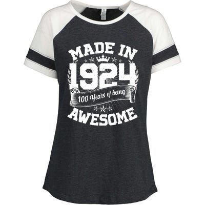 Vintage Crown Made In 1924 100 Years Of Being Awesome Enza Ladies Jersey Colorblock Tee