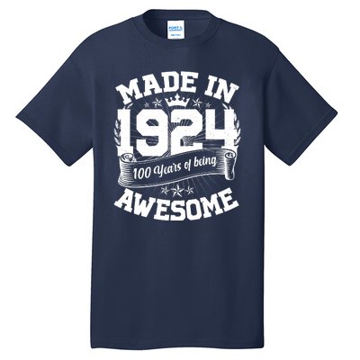 Vintage Crown Made In 1924 100 Years Of Being Awesome Tall T-Shirt