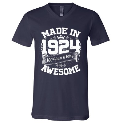 Vintage Crown Made In 1924 100 Years Of Being Awesome V-Neck T-Shirt