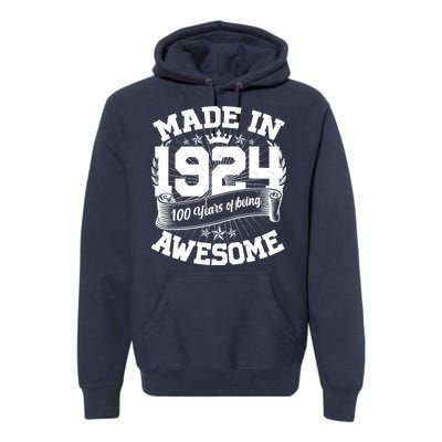 Vintage Crown Made In 1924 100 Years Of Being Awesome Premium Hoodie