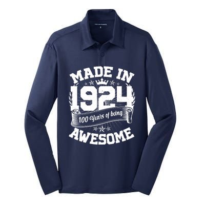 Vintage Crown Made In 1924 100 Years Of Being Awesome Silk Touch Performance Long Sleeve Polo