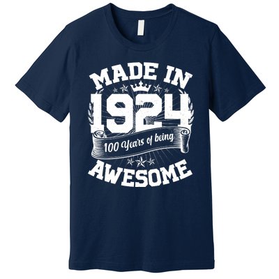 Vintage Crown Made In 1924 100 Years Of Being Awesome Premium T-Shirt