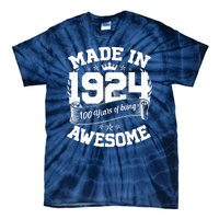 Vintage Crown Made In 1924 100 Years Of Being Awesome Tie-Dye T-Shirt