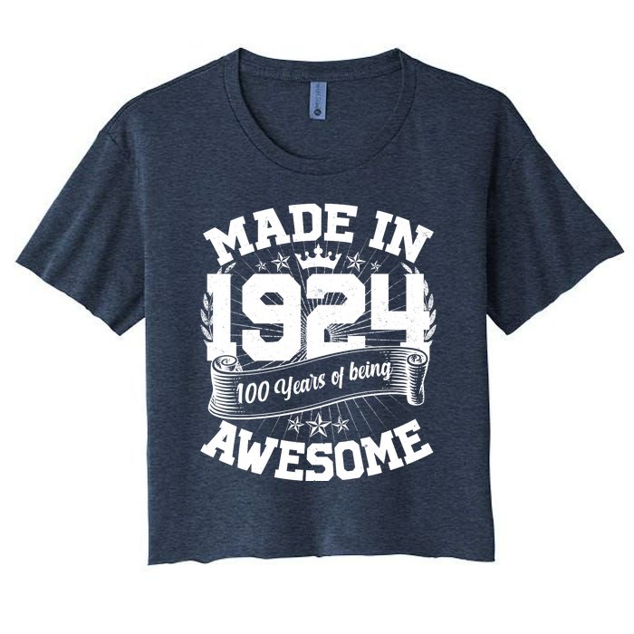 Vintage Crown Made In 1924 100 Years Of Being Awesome Women's Crop Top Tee