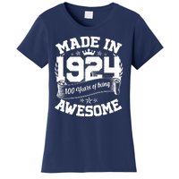 Vintage Crown Made In 1924 100 Years Of Being Awesome Women's T-Shirt