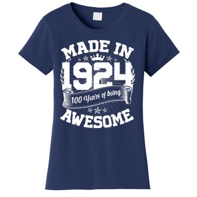 Vintage Crown Made In 1924 100 Years Of Being Awesome Women's T-Shirt