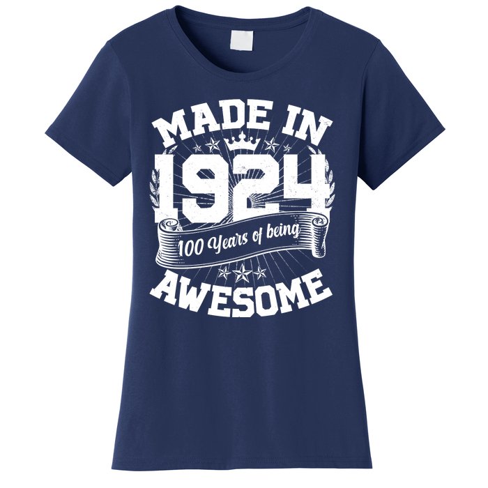 Vintage Crown Made In 1924 100 Years Of Being Awesome Women's T-Shirt