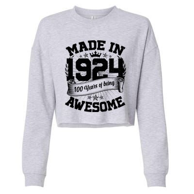 Vintage Crown Made In 1924 100 Years Of Being Awesome Cropped Pullover Crew