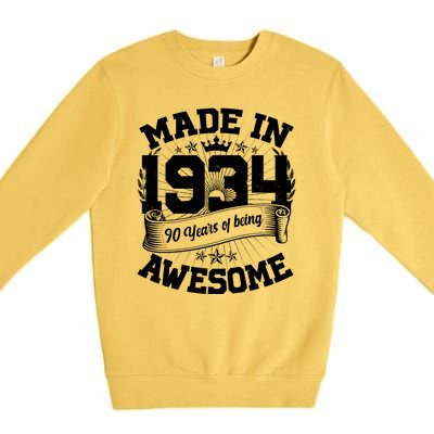 Vintage Crown Made In 1934 90 Years Of Being Awesome Premium Crewneck Sweatshirt