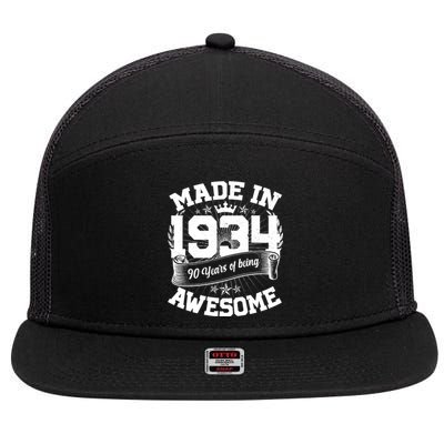 Vintage Crown Made In 1934 90 Years Of Being Awesome 7 Panel Mesh Trucker Snapback Hat