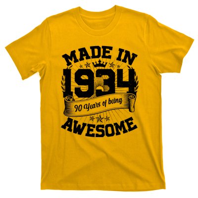 Vintage Crown Made In 1934 90 Years Of Being Awesome T-Shirt