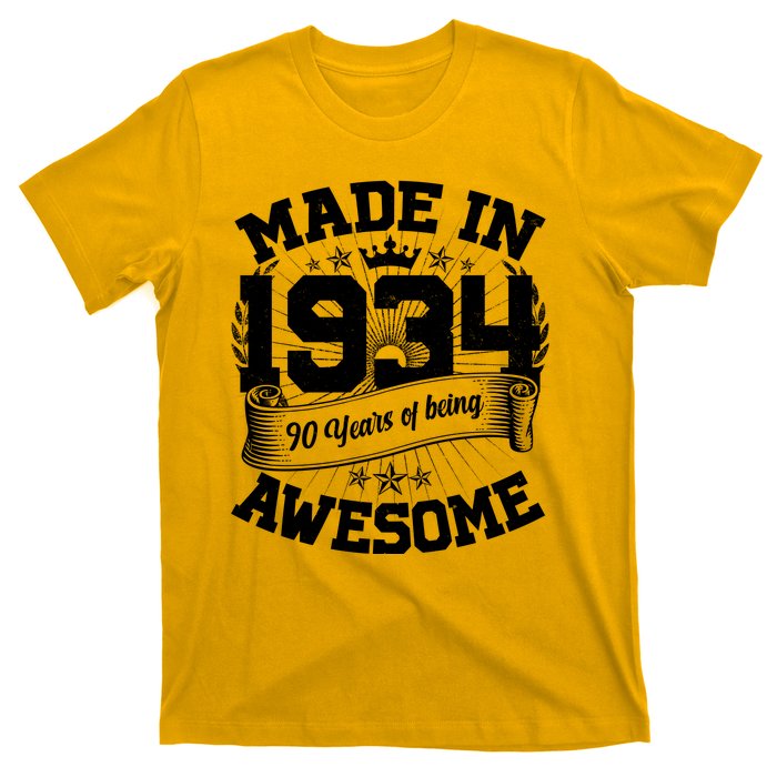 Vintage Crown Made In 1934 90 Years Of Being Awesome T-Shirt