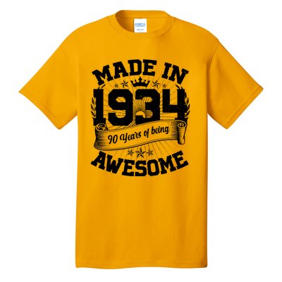 Vintage Crown Made In 1934 90 Years Of Being Awesome Tall T-Shirt