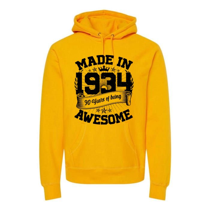 Vintage Crown Made In 1934 90 Years Of Being Awesome Premium Hoodie