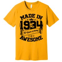 Vintage Crown Made In 1934 90 Years Of Being Awesome Premium T-Shirt