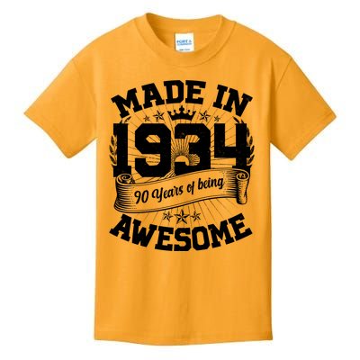 Vintage Crown Made In 1934 90 Years Of Being Awesome Kids T-Shirt