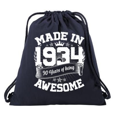 Vintage Crown Made In 1934 90 Years Of Being Awesome Drawstring Bag