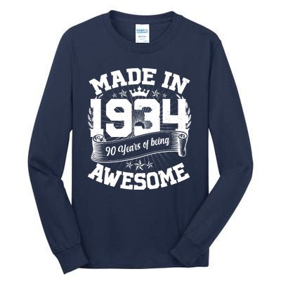 Vintage Crown Made In 1934 90 Years Of Being Awesome Tall Long Sleeve T-Shirt