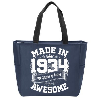 Vintage Crown Made In 1934 90 Years Of Being Awesome Zip Tote Bag