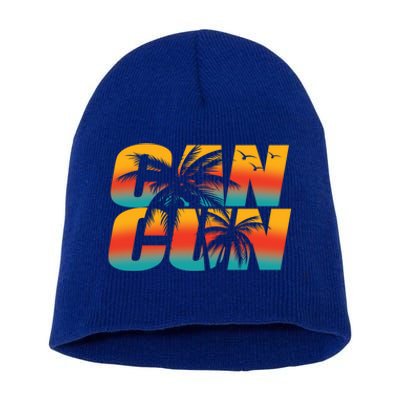 Vacation Cancun Mexico Gift Short Acrylic Beanie