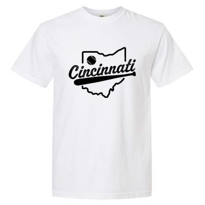 Vintage Cincinnati Map Baseball Lovers Baseball Fan Garment-Dyed Heavyweight T-Shirt