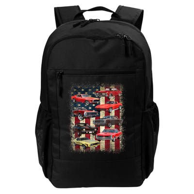 Vintage Classic Muscle Car Retro American Flag Patriotic Backpack