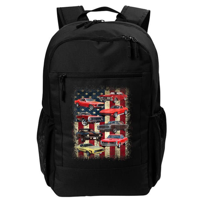 Vintage Classic Muscle Car Retro American Flag Patriotic Backpack
