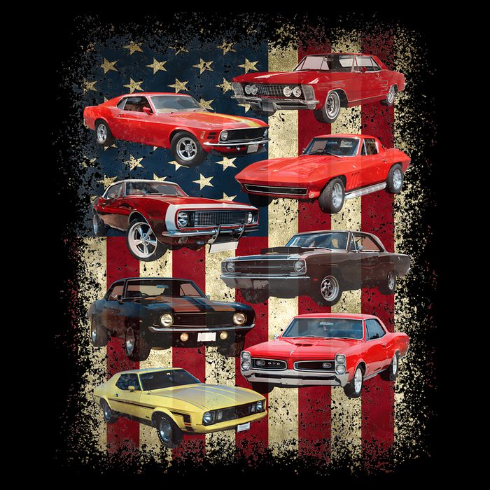 Vintage Classic Muscle Car Retro American Flag Patriotic Backpack