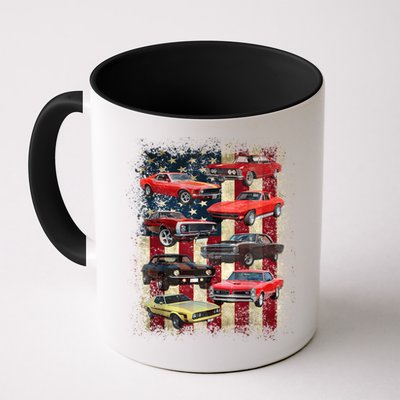 Vintage Classic Muscle Car Retro American Flag Patriotic Mug