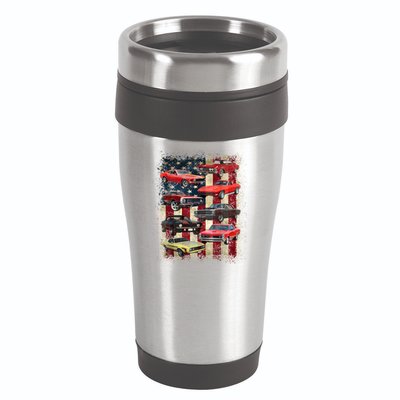 Vintage Classic Muscle Car Retro American Flag Patriotic 16oz Travel Tumbler