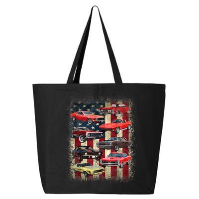 Vintage Classic Muscle Car Retro American Flag Patriotic 25L Jumbo Tote
