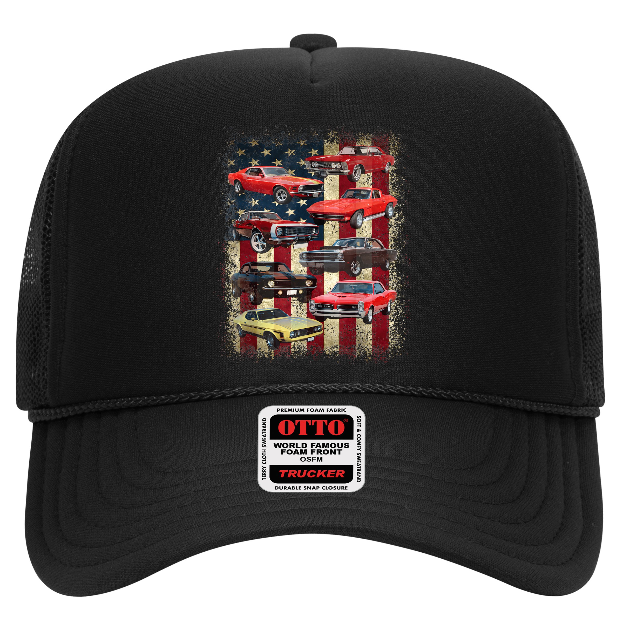 Vintage Classic Muscle Car Retro American Flag Patriotic Hat