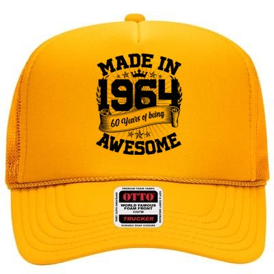 Vintage Crown Made In 1964 60 Years Of Being Awesome High Crown Mesh Back Trucker Hat