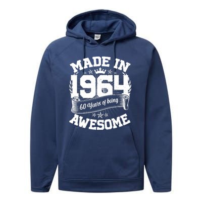 Vintage Crown Made In 1964 60 Years Of Being Awesome Performance Fleece Hoodie