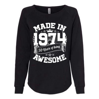 Vintage Crown Made In 1974 50 Years Of Being Awesome Womens California Wash Sweatshirt