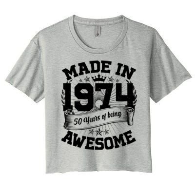 Vintage Crown Made In 1974 50 Years Of Being Awesome Women's Crop Top Tee