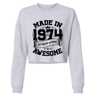 Vintage Crown Made In 1974 50 Years Of Being Awesome Cropped Pullover Crew