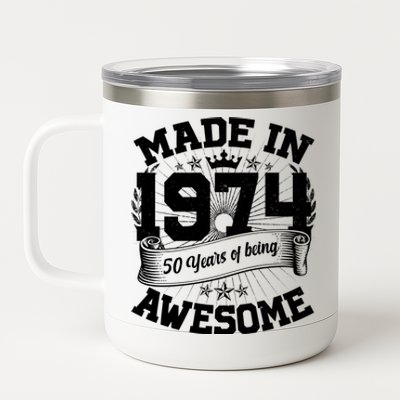 Vintage Crown Made In 1974 50 Years Of Being Awesome 12 oz Stainless Steel Tumbler Cup