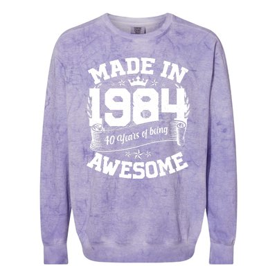 Vintage Crown Made In 1984 40 Years Of Being Awesome Colorblast Crewneck Sweatshirt